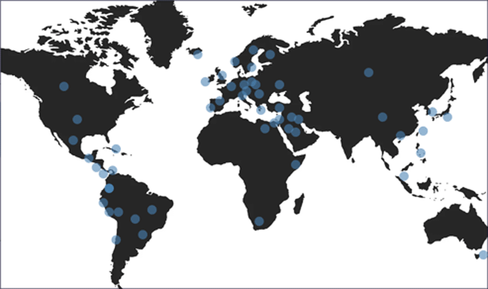 World map - DBT reach World Map of DBT reach